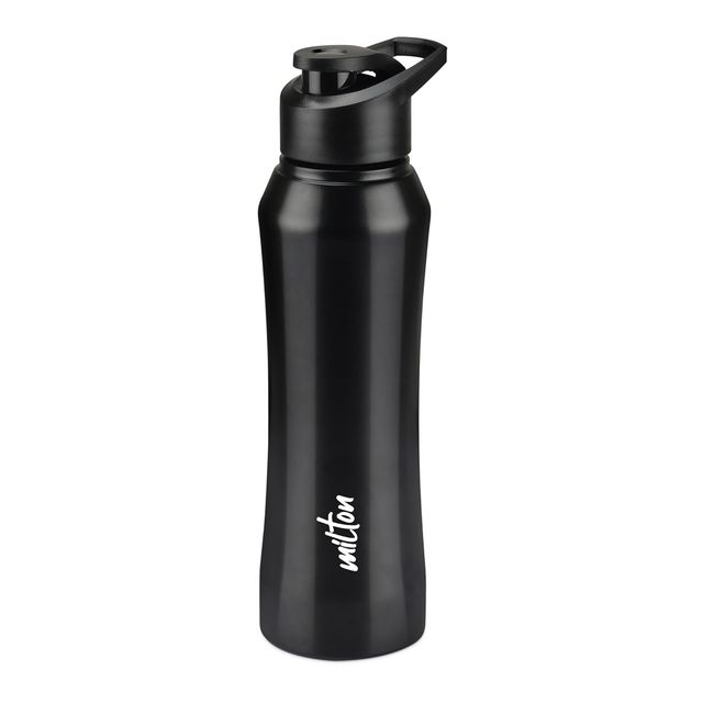 Milton Stainless Steel Comet Single Wall Leakproof Rust Free Water Bottle | Black - 1 L