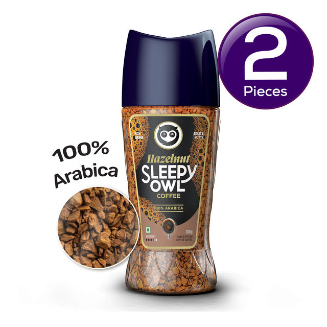 Sleepy Owl Hazelnut Instant Coffee 100% Arabica 100 g Combo