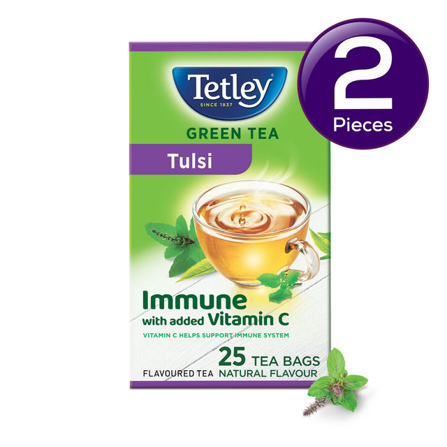 Tetley Green Tea With Tulsi Immune With Added Vitamin C Tea Bags 25 pc Combo
