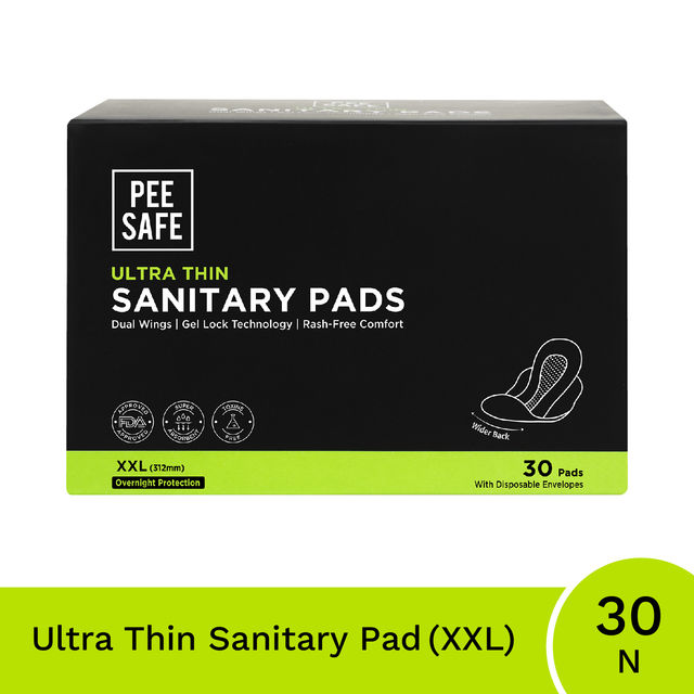 Pee Safe Ultra Thin Rash Free Sanitary Pads - XXL | With Paper Disposal Covers