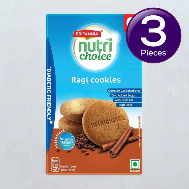 Britannia NutriChoice Ragi Cookies | Diabetic Friendly | Zero Added Sugar & 0% Maida 150 g Combo