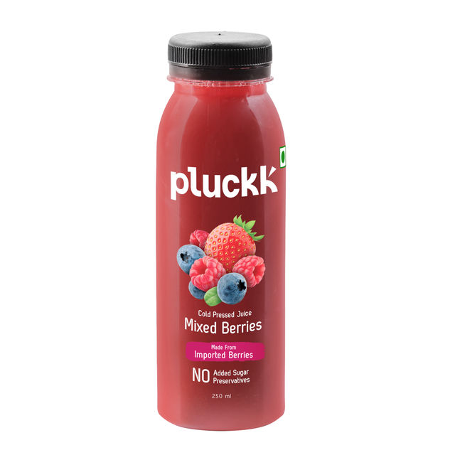 Pluckk Fresh Mixed Berries Juice, No Preservatives, No Concentrate, No Added Sugar, Cold Pressed Fruit Juice