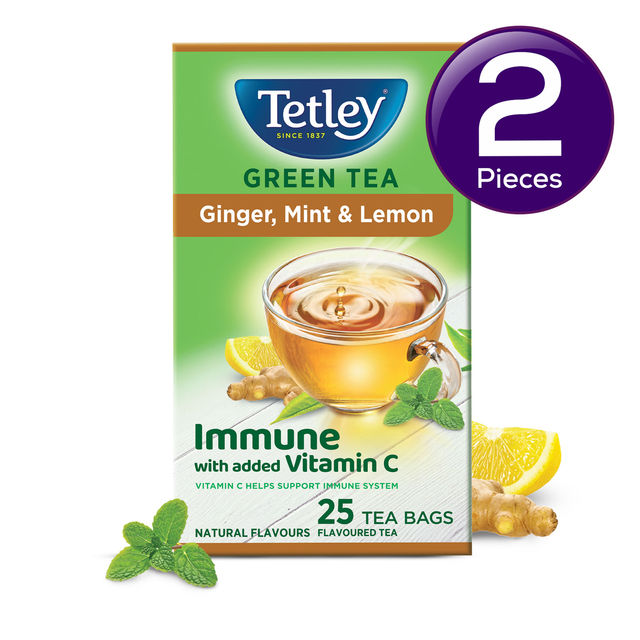 Tetley Green Tea With Ginger, Mint And Lemon Tea Bags 25 pc Combo