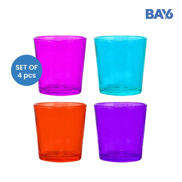 BAY6 Colored Glass Votive Set - 2 Inch | 4pc - Assorted