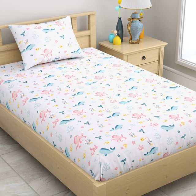 Haus & Kinder Under The Sea Single Bedsheet - 100% Cotton (250x225cm)