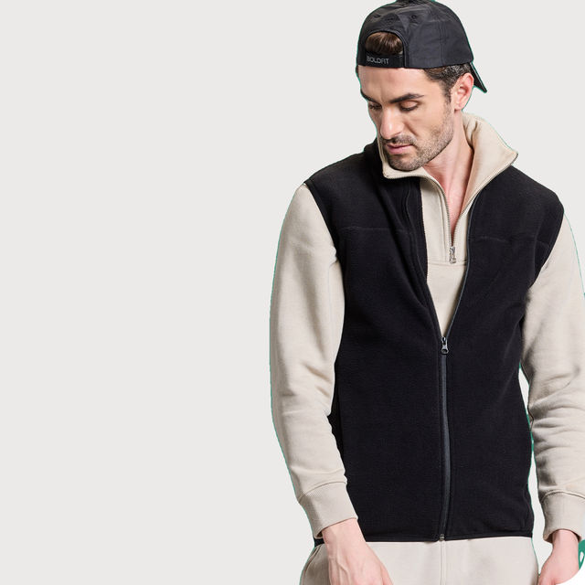 Boldfit Men's Fleece Jacket Sleeveless High Neck Full Zipper - Buy