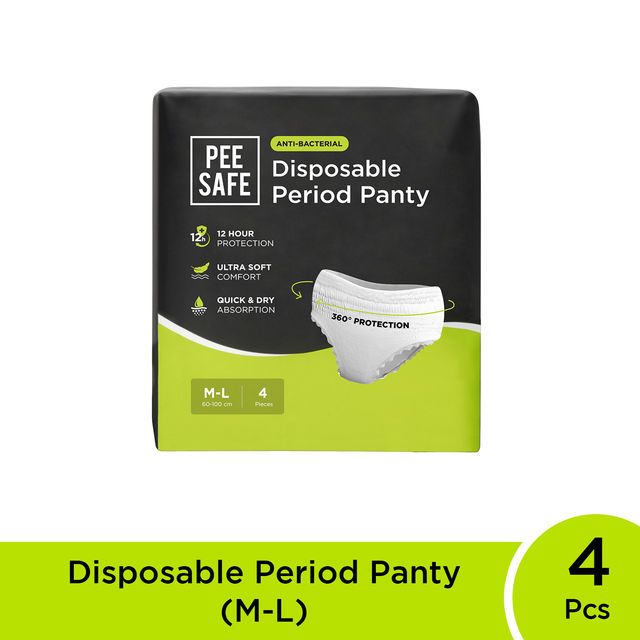 Pee Safe Disposable Leak-Proof Period Panty|Seamless & Comfortable for Day & Night Protection (M-L)