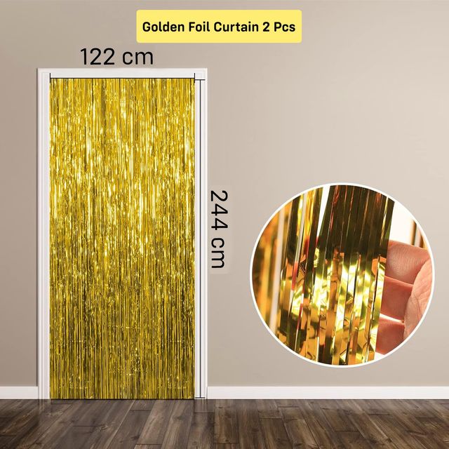Party Propz Golden Foil Curtain - Pack Of 2