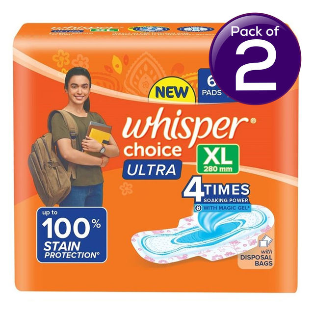 Whisper Choice Ultra Sanitary Pads - XL 6 pc Combo