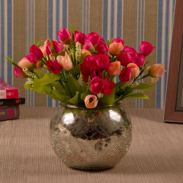 Tied Ribbons Artificial Peony Flowers With Vase