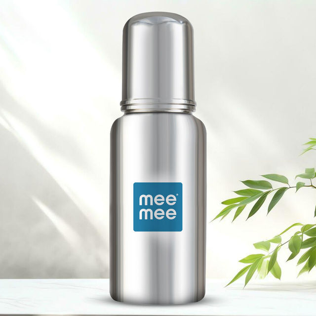 Mee Mee Premium Steel Feeding Bottle For Kids | Silver | 0 - 2 years