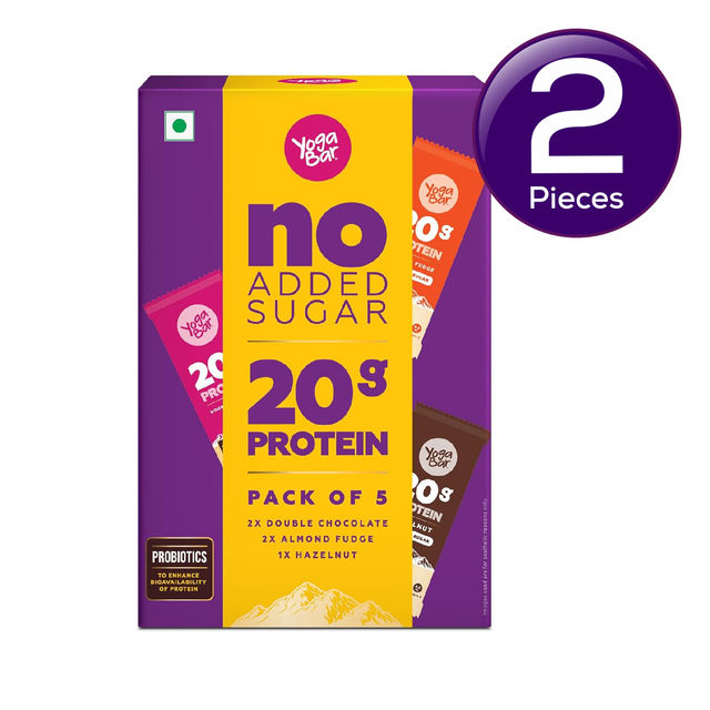 Yogabar No Added Sugar 20g Protein Bars Pack of 5,High Protein & Energy Bars,Added Probiotics & Whey 350 g Combo