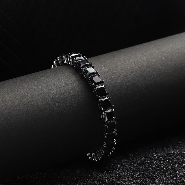 French Accent Square Stone Tennis Bracelet - Charcoal Black - Buy