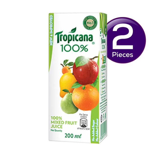 Tropicana 100 Mix Fruit Juice Combo 200 ml X 2 Buy online at ₹60 near me