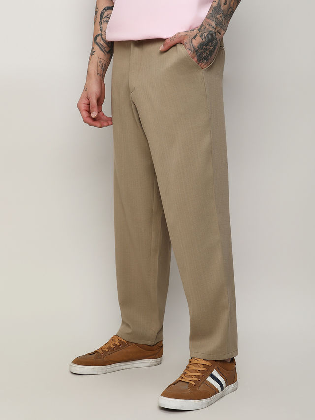 Campus Sutra Men's Solid Tailored Trousers - Buy at ₹699 Online