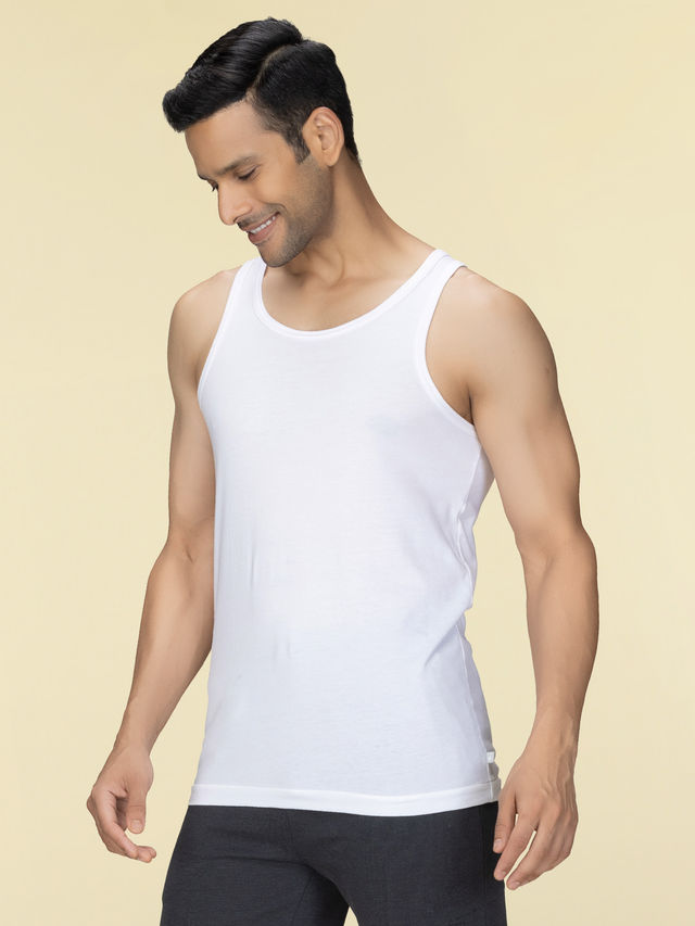 XYXX Men's Cotton Solid Polar White Vest - Buy at ₹249 Online