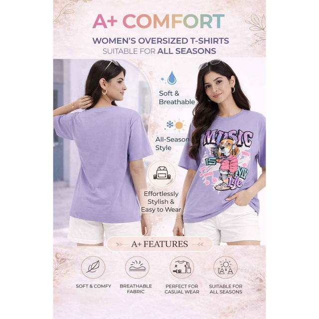Gcyx Womens Soft And Casual Over Size Music Printed T Shirt - Buy
