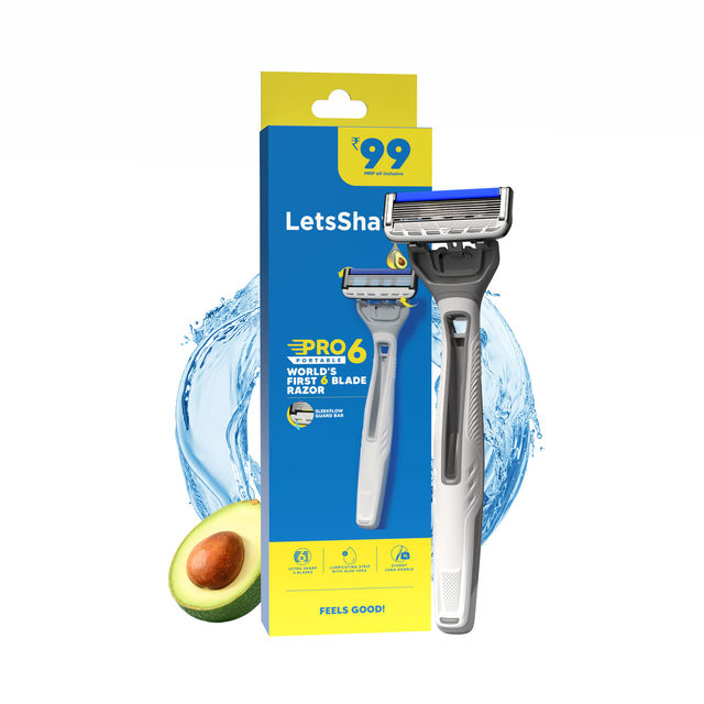 LetsShave Pro 6 Portable Razor | World's First 6-Blade Razor for men
