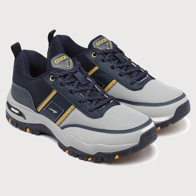 Asian Everest-02 Trekking Shoes For Men Navy Mustard - Buy at