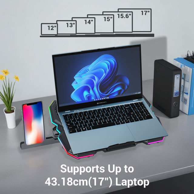 Zebronics Nc8000 Laptop Cooling Pad, Upto 17 Inch, 5 Fans 5 Level