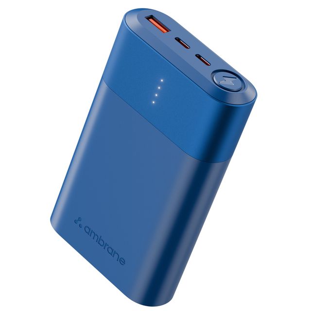 Ambrane 20000mAh 33W Fast Charging Power Bank for Laptop Charging | 1 USB & 2 Type-C | Blue