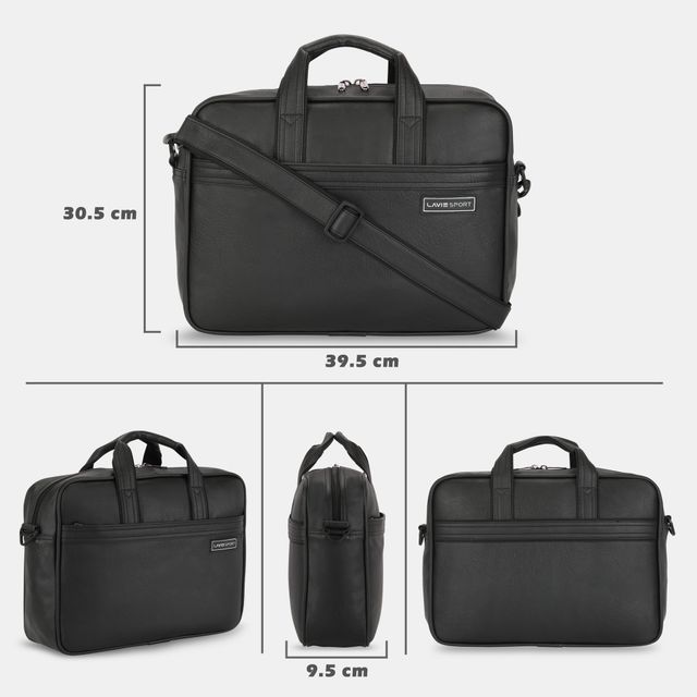 Lavie Sport Unisex Solid Synthetic Leather 13 L Laptop Briefcase