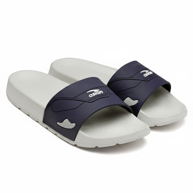 Asian Slider-31 Men Slides Light Grey-Navy (Size-10) - Buy at