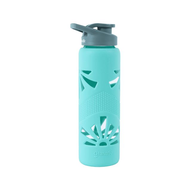 Glasafe Clear Grip Borosilicate Glass Bottle with Protective Silicone Sleeve (Mellow Mist) 750ml