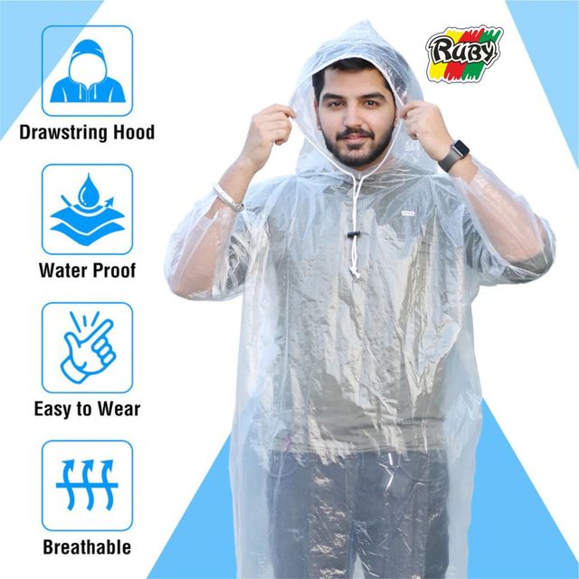 Fendo Disposable Free Size Unisex White Poncho - Buy at ₹119