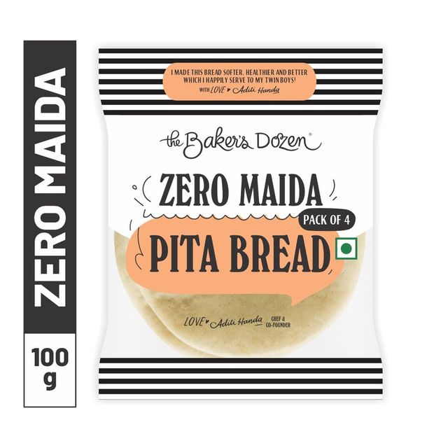 The Baker's Dozen Zero Maida Pita Bread No Palm Oil No Preservative 100% Wholewheat