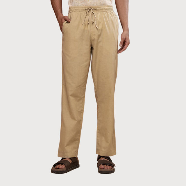 Fabindia Beige Cotton Drawstring Pants - 32 - Buy at ₹970 Online