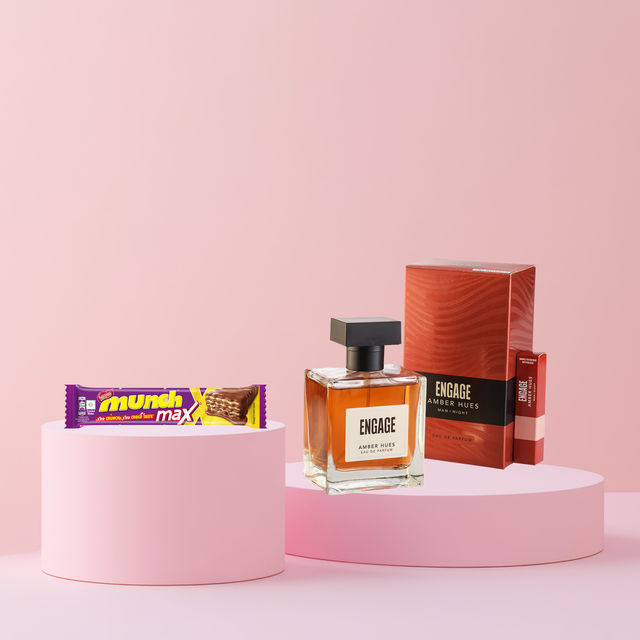 Nestle Nestle Munch Chocolate(38gms) & Engage Amber Hues Perfume For Men, Ambery & Warm Scent, Free 3Ml Tester(100ml) Combo
