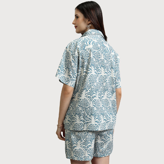 Tokyo Talkies Women's Printed Shirt and Shorts Co Ord Set - Buy at