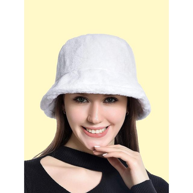 Fabseasons Women's Acrylic and Faux Fur Bucket Hat - Buy at ₹1225