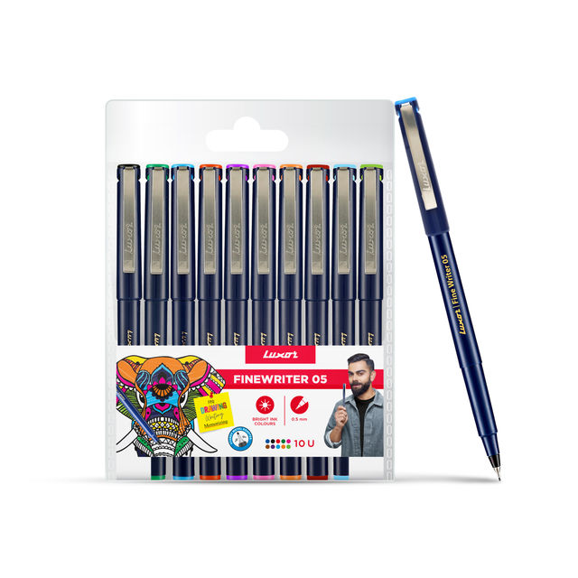 Luxor Finewriter 05 Assorted Color Fineliner Pen 1 Pack (10 Pieces