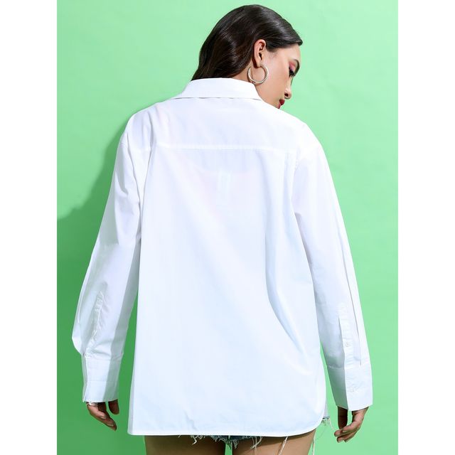 Tokyo Talkies Women's Spread Collar Cotton Casual Shirt - Buy at