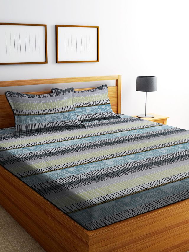 Dream Living Micropeach Even Lines (135 Gsm ) Double Bedsheet With 2