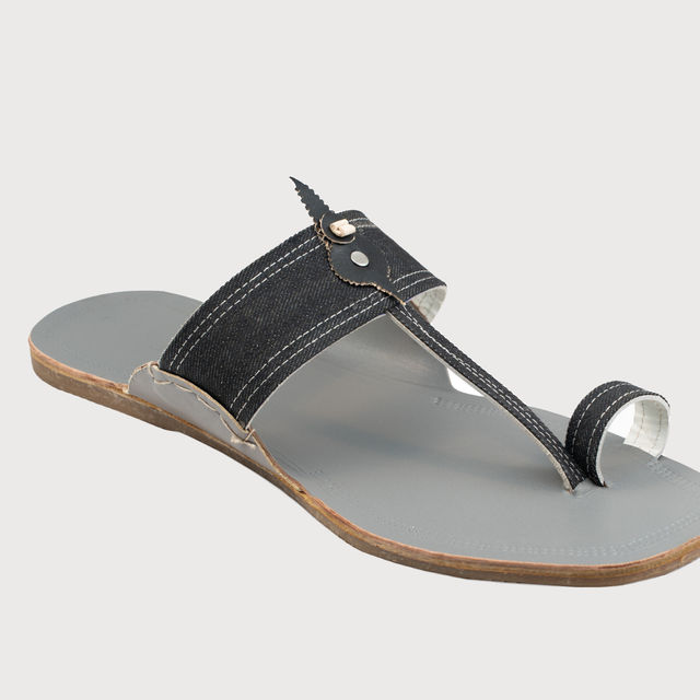 Korakari DenimCharm Kolhapuri Chappal for Men Grey - Buy at ₹1700