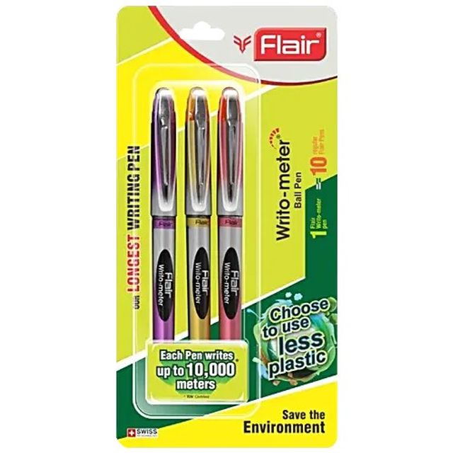 Flair Writometer Ball Pen Blue Pack Of 3