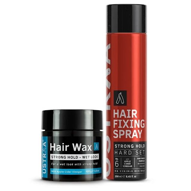 Ustraa Fixing Hair Spray Strong Hold - 250ml + Strong Hold Hair Wax - 100g