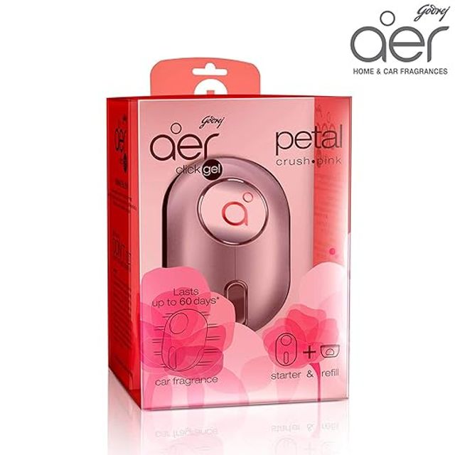 Godrej Aer Petal Crush Pink Click Gel Car Freshener Kit