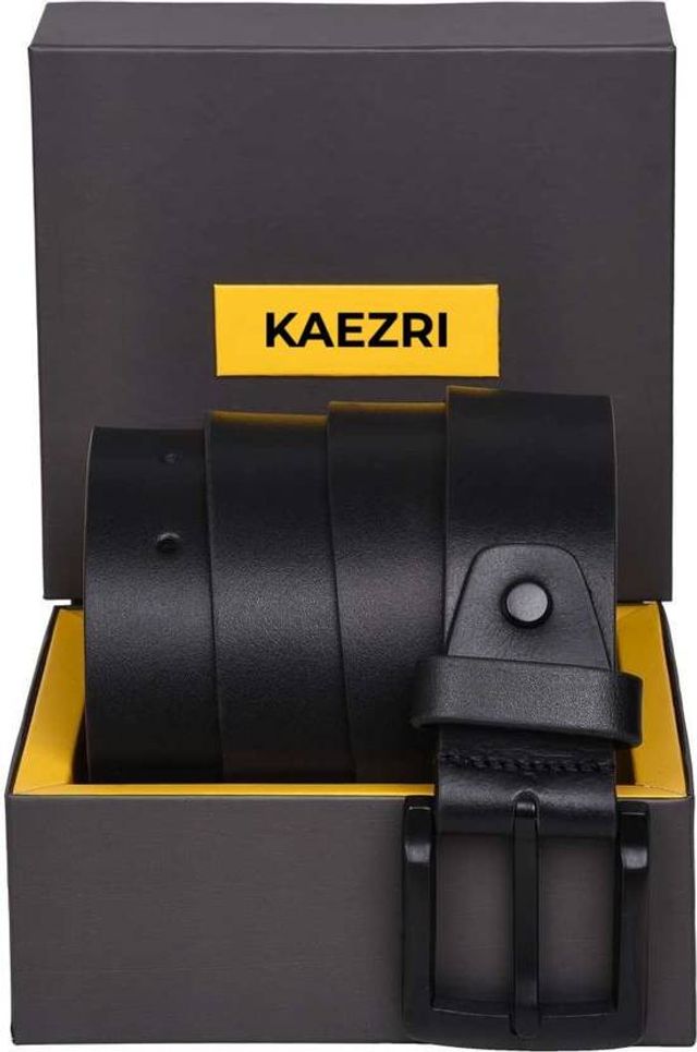 Kaezri Genuine Leather Black Buckle Belt for Men - Buy at ₹360