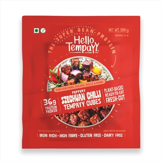 Hello Tempayy Peppery Szechuan Chilli Soyabean Tempeh Cubes Protein & Fibre Rich 200 g Buy