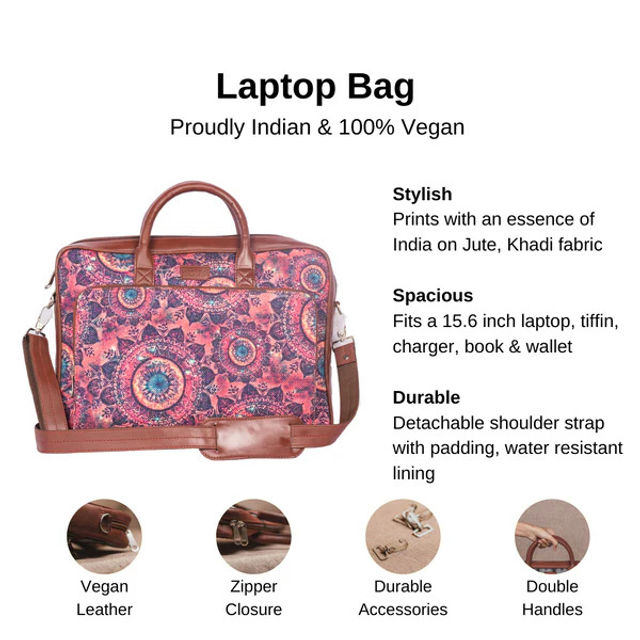 Zouk Women's Graphic Vegan Leather and Handcrafted Fabric 5.4 L