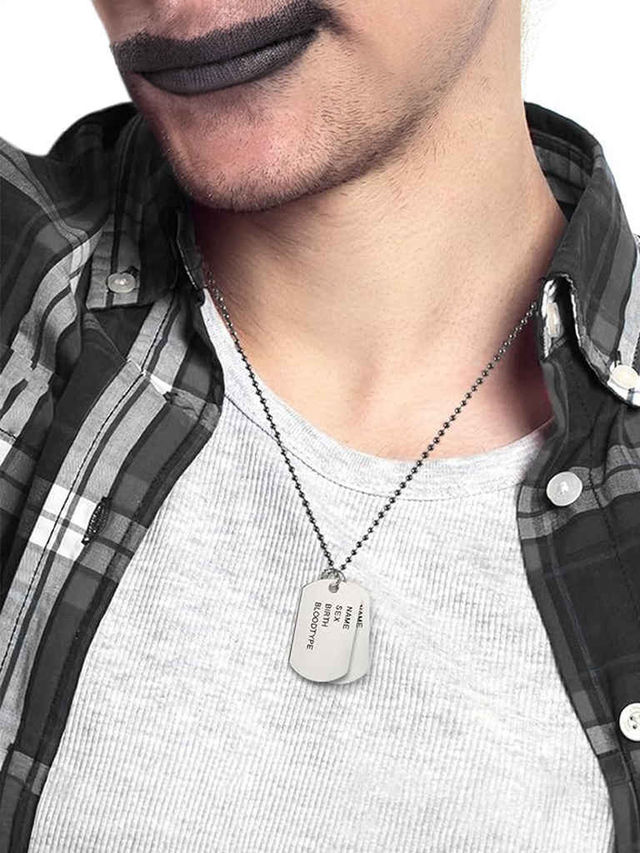 2 Tag Pendant Men'S Chain Silver - Buy at ₹60 Online | Instant