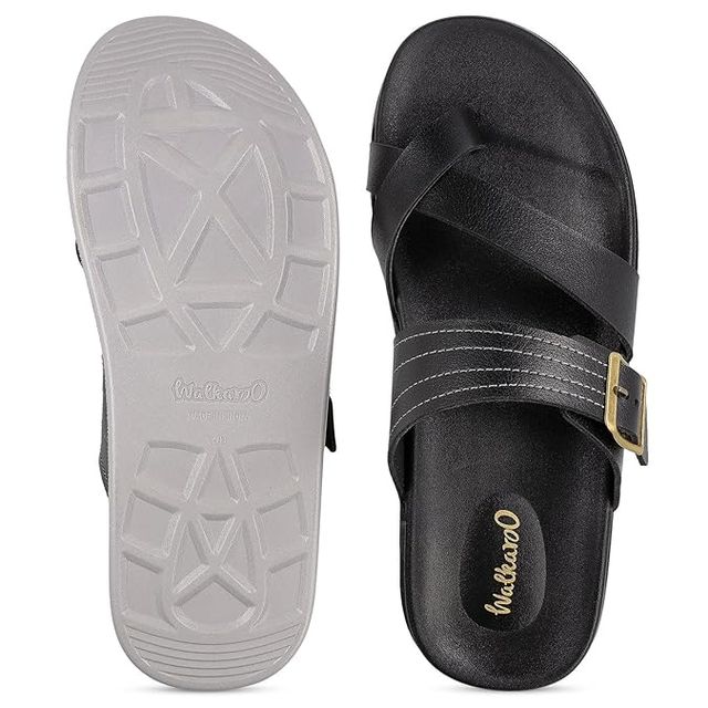 Walkaroo Men's Daily Wear Comfort Sandals - WE1353 Black UK10