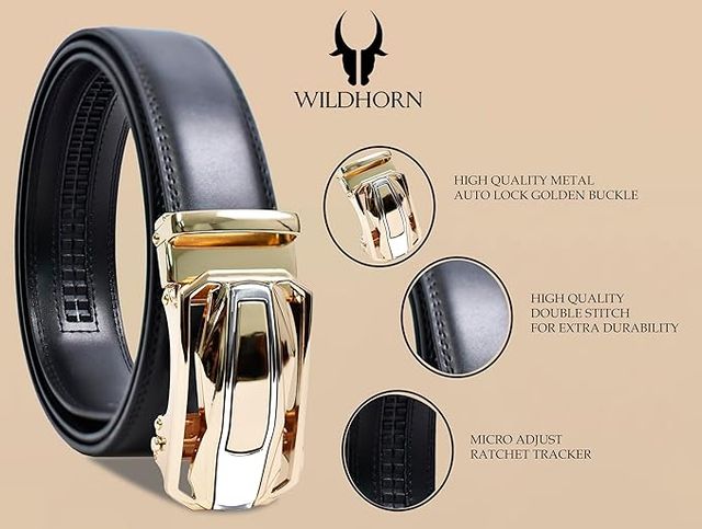 WILDHORN Men's Leather Belt Gift Set with 2 Interchangeable