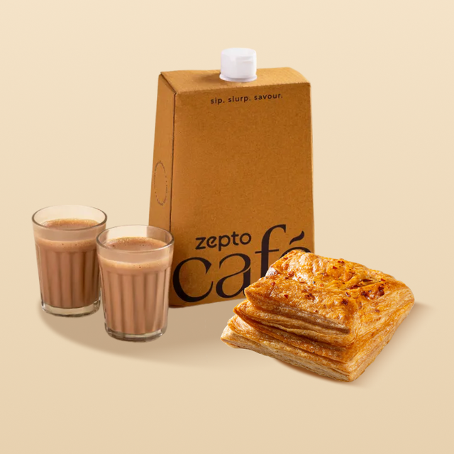 Veg Puff + Adrak Chai 