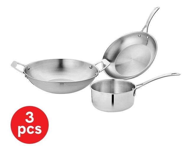 Vinayak Cookware Set Kadai Ml Sauce Pan Ml Fry Pan Ml Stainless Steel