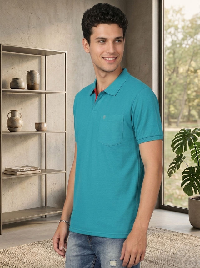 Lux Cozi Men's Solid Cotton Polo T-shirt with Pocket - Buy at